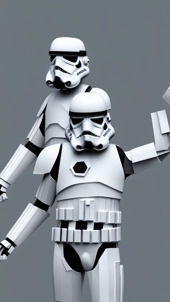 Prompt: a stormtrooper as a low - poly, blocky, basic shapes, low detail, hard edges, 3 d render - isometric. minimalistic. color harmony, 8 k detail, gallery quality, hd wallpaper, premium prints available, hyper - detailed, intricate design.