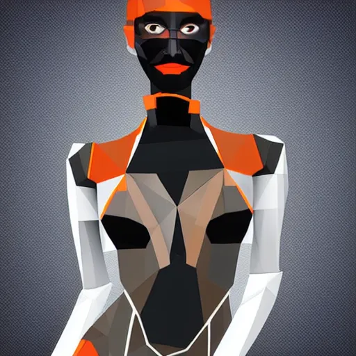 Image similar to vector art of a futuristic corpoate cyborg woman from india smirking, low poly, vector art