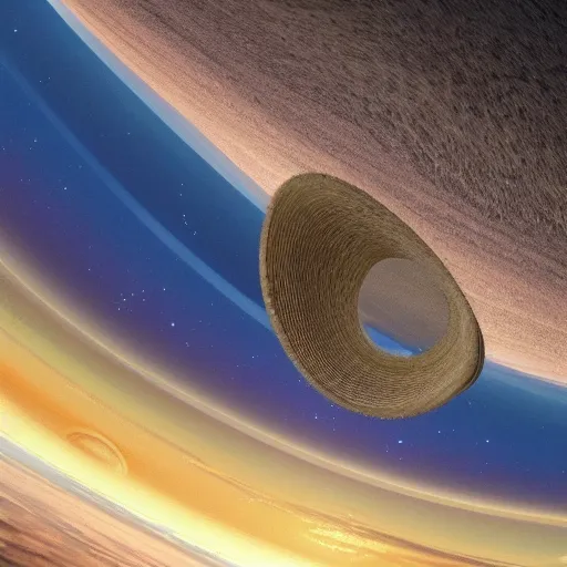 Image similar to realistic representation of a mobius strip shaped planet earth