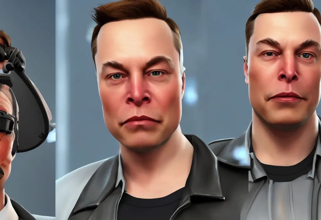 Image similar to elon musk in team fortress 2, elon musk in the video game team fortress, gameplay screenshot, close up, 3 d rendering. unreal engine. amazing likeness. very detailed.