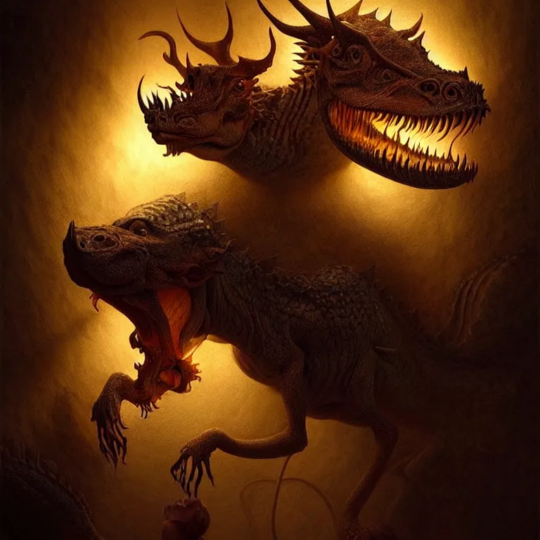 Image similar to epic professional digital art of hungry 🐲❄🐖, atmospheric lighting, painted, intricate, detailed, by leesha hannigan, wayne haag, reyna rochin, ignacio fernandez rios, mark ryden, iris van herpen, best on artstation, cgsociety, epic, stunning, gorgeous, much wow, cinematic, masterpiece.