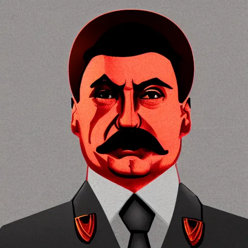 Image similar to cyberpunk joseph stalin as the leader of a futuristic communist society, cybernetics, sharp lines, digital, artstation, colored in