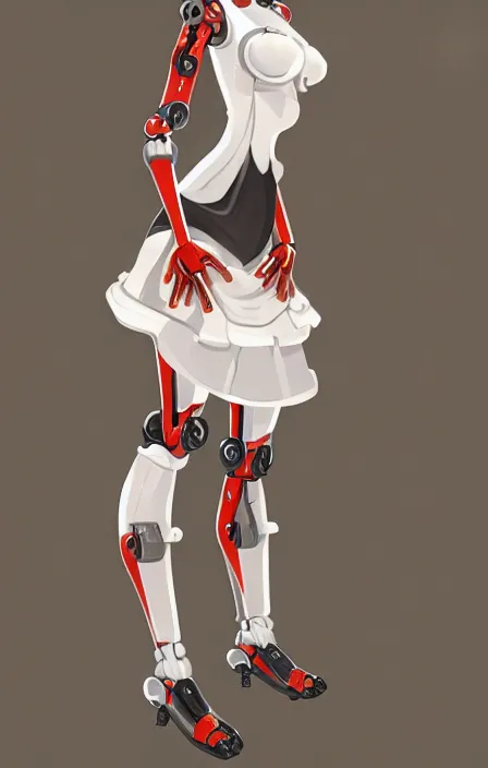 Prompt: a robot wearing a maid dress, maid outfit, full body shot, highly detailed, digital painting, artstation, concept art, smooth, sharp focus, illustration