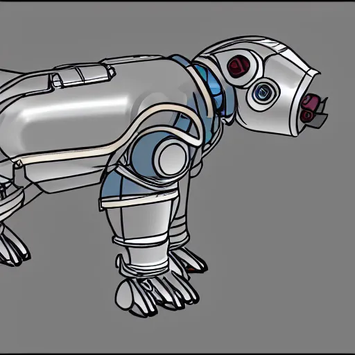 Prompt: robot pig with thruster attachment, diagram and schematic