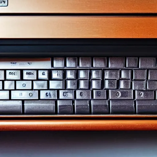 Image similar to Close-Up shot of a 1980s personal computer, highly detailed