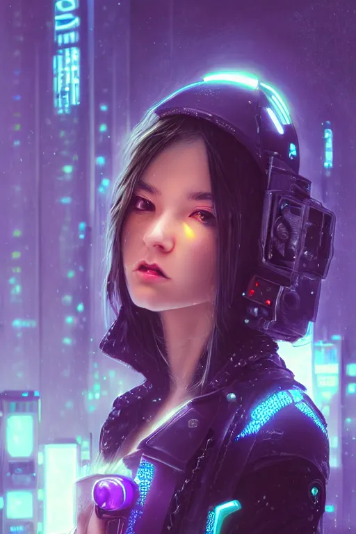 Image similar to portrait futuristic trustworthy cyberpunk young female gunner, in futuristic stormy heavy snowy tokyo rooftop cyberpunk night, ssci-fi, fantasy, intricate, very very beautiful, elegant, neon light, highly detailed, digital painting, concept art, human anatomy, soft light, hdri, smooth, sharp focus, illustration, art by tian zi and craig mullins and WLOP and alphonse mucha