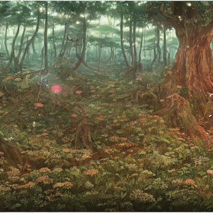 Prompt: ancient forest clearing, fairy circles, a poster by studio ghibli, featured on pixiv, environmental art, hd, highly detailed and intricate masterpiece