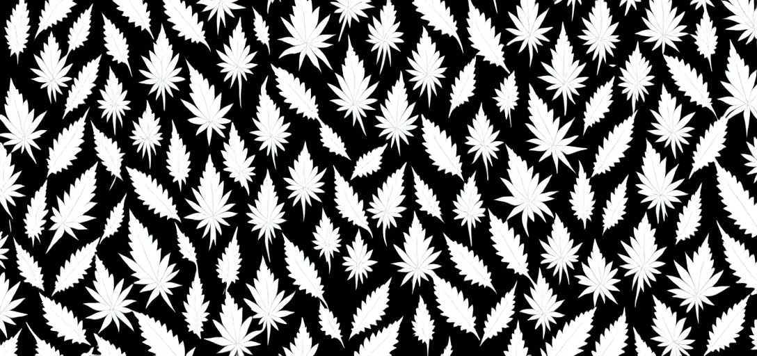 Image similar to symmetry, multiple cannabis leaves in solid silhouettes, dancing, interacting, mooc, organic and intricate, elegant, highly detailed, concept art, sharp focus, illustration, high contrast, long shadows, painted with colour on white, 8 k