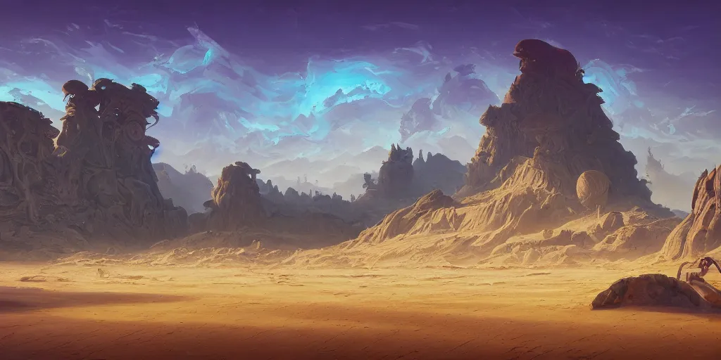 Prompt: the sands of time, a highly detailed cinematic oil painting by roger dean and alena aenami, dynamic lighting