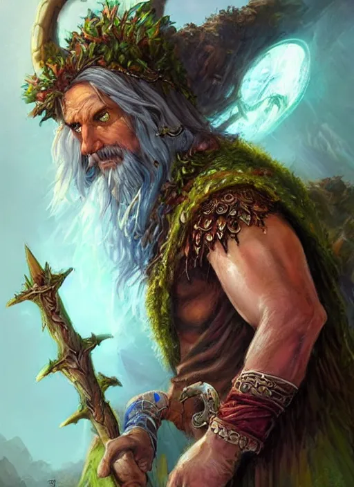 Image similar to druid, dndbeyond, bright, colourful, realistic, dnd character portrait, full body, pathfinder, pinterest, art by ralph horsley, dnd, rpg, lotr game design fanart by concept art, behance hd, artstation, deviantart, hdr render in unreal engine 5