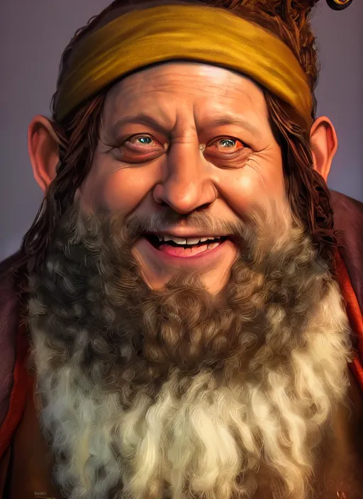 Prompt: A fantasy comic book style portrait painting of rob schneider as a dwarf druid, unreal 5, DAZ, hyperrealistic, octane render, RPG portrait, dynamic lighting