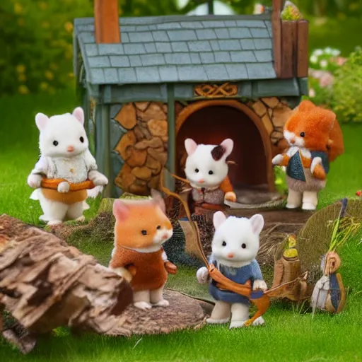 Image similar to lord of the rings calico critters in the shire