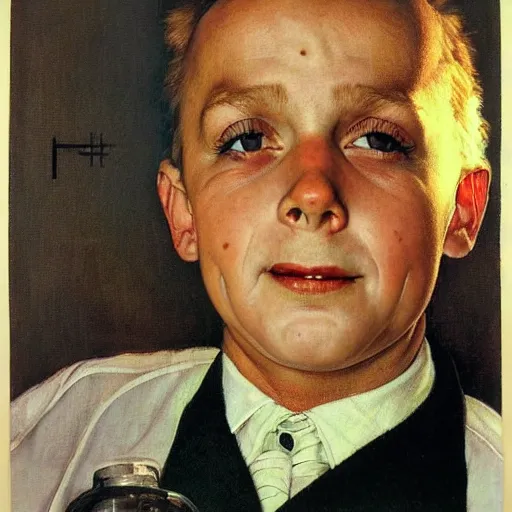 Image similar to Portrait de visage d'une sorcière électrique. Peinture de Norman Rockwell.