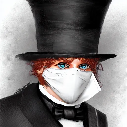 Image similar to a highly detailed portrait of a man in a high top hat covering his face, in a black tailcoat with a yellow waistcoat under the tailcoat, artstation, deviantart, professional, unreal engine 5, photorealistic