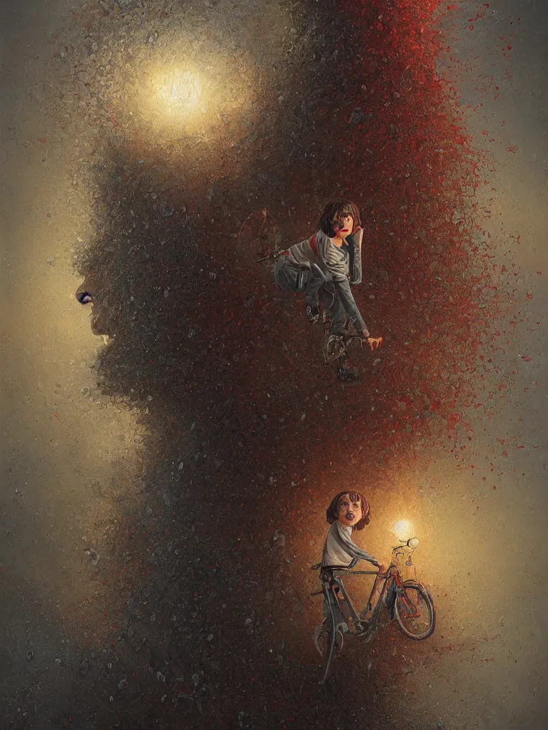 Image similar to a detailed painting with Mike Wheeler of Stranger Things being held by the red dust, rain, fear, traces by Andrew Ferez, cg society, fantasy art, biomorphic, mystical, whimsical