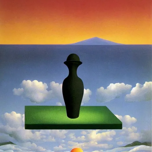Prompt: fantasy nature by rene magritte