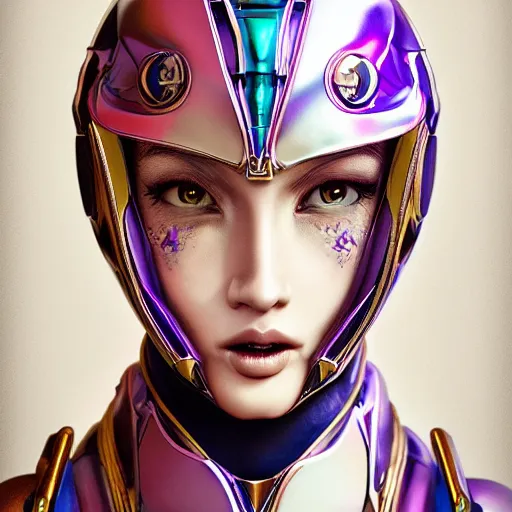 Image similar to studio portrait of lawful good colorful female holy mecha paladin absurdly beautiful, elegant, young sensual graceful woman, ultrafine hyperrealistic detailed face illustration by kim jung gi, irakli nadar, intricate linework, sharp focus, bright colors, matte, octopath traveler, final fantasy, unreal engine highly rendered, global illumination, radiant light, intricate environment