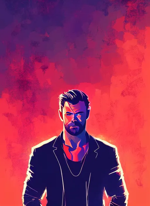 Prompt: chris hemsworth instead of lucifer morningstar from lucifer artwork netflix by feng zhu, alena aenami artworks