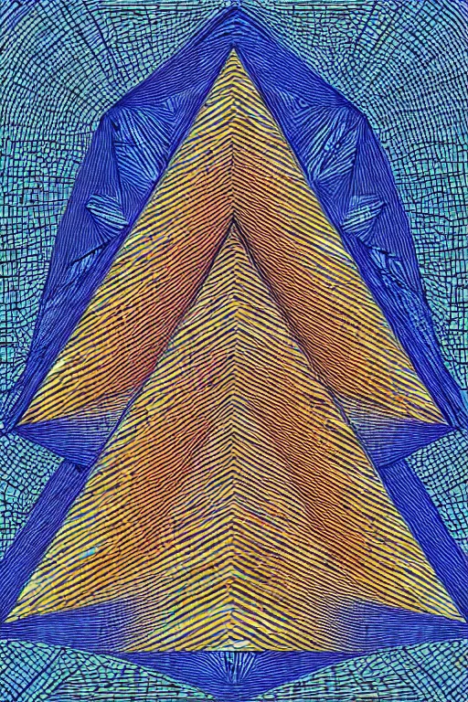 Image similar to a pyramid in a field with a sky background, a mosaic by jeffrey smith, behance contest winner, generative art, circuitry, fractalism, behance hd