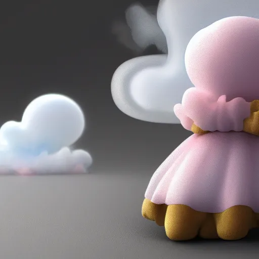 Prompt: cute fumo plush of a girl made out of steam, clouds, floating jellyfish girl, vray refractive optics simulation, gi