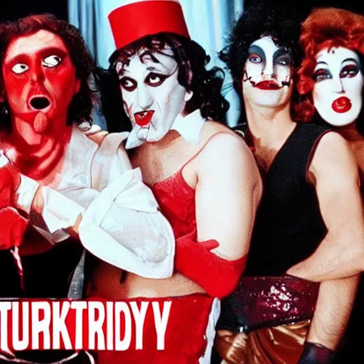 Image similar to turkish rocky horror picture show low budget movie