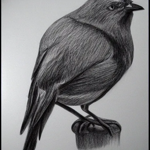 Image similar to bird with bodybuilder arms, pencil drawing,