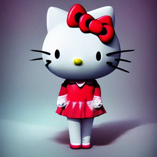 Image similar to Hello Kitty, 8k, octane rendering, blender, studio lighting, artwork by Eric Lacombe,