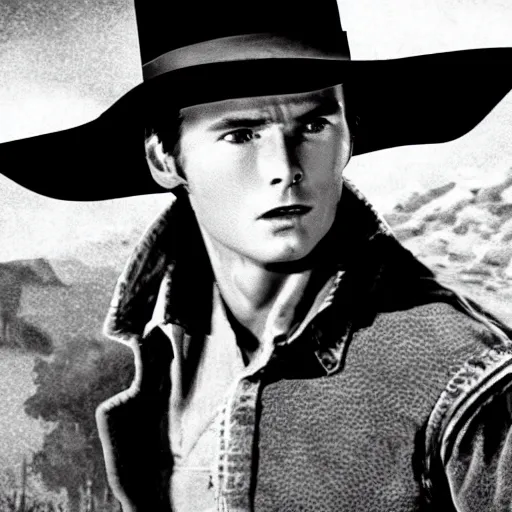 Prompt: high quality, extremely detailed photograph of young clint eastwood as marty mcfly in back to the future old west 1 8 8 5, directed by steven spielberg