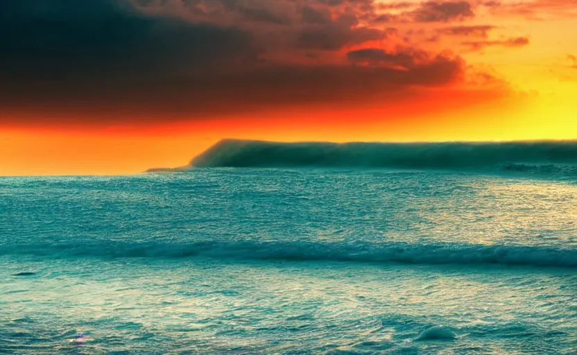 Prompt: a beautiful ocean landscape photograhy at sunset, in the style of carl morgenstern