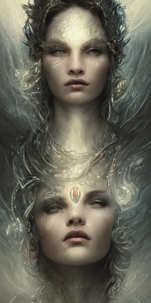 Prompt: goddess, masterpiece , cinematic, powerful, moon beams dramatic light, highly, intricate elements, hollow souls, detailed, digital painting, artstation, concept art, sharp focus, illustration, dynamic art by Livia Prima and Elena Masci and Mitch Foust