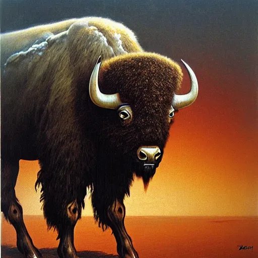 of Native American hunting a buffalo Peter Andrew