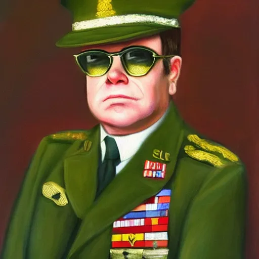 Image similar to “Oil painting of Elton John as a World War 1 general, 4k”