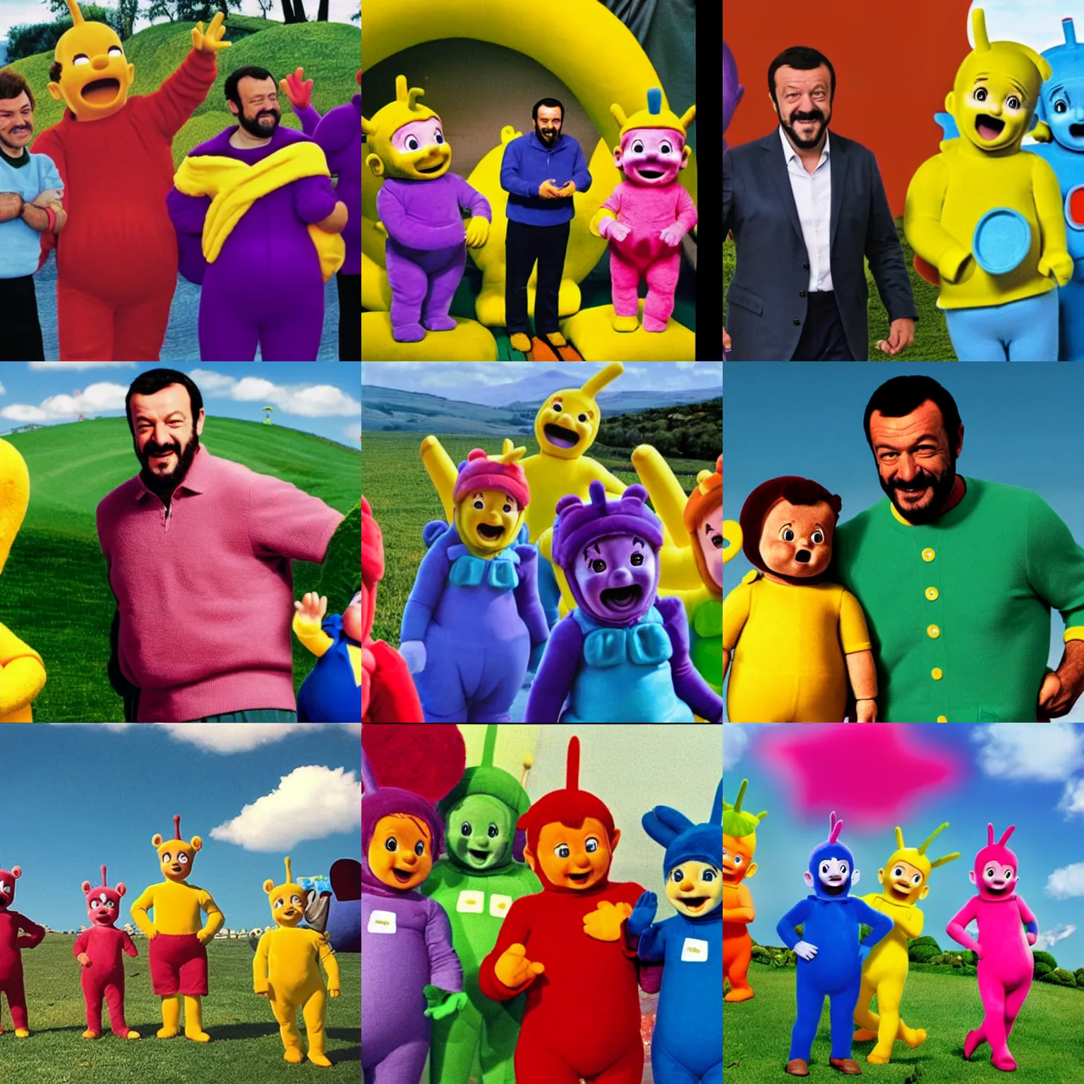 Prompt: salvini as a guest in a teletubbies episode
