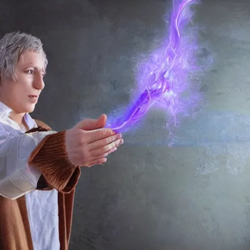 Image similar to a realistic wizard casting spell image