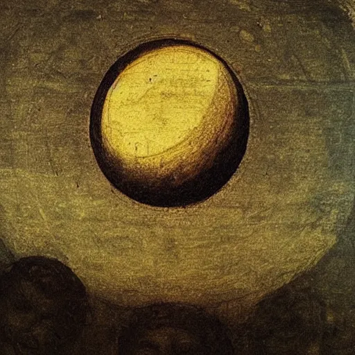 Image similar to god creating earth, moon and sun by leonardo davinci