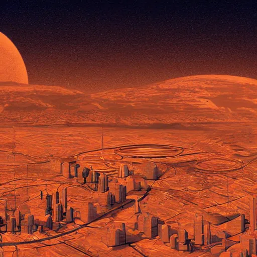 Prompt: a city in Mars digital art
