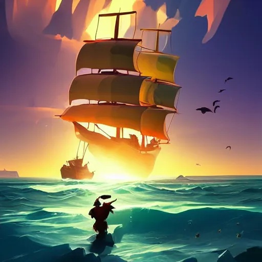 Image similar to painting treasure on sea of thieves game smooth median photoshop filter cutout vector, behance hd by jesper ejsing, by rhads, makoto shinkai and lois van baarle, ilya kuvshinov, rossdraws global illumination