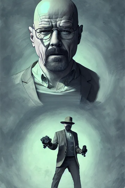 Image similar to heisenberg, breaking bad, hyper detailed, digital art, ue, artstation, natural lighting, studio quality, smooth render, art nouveau, artgerm, greg rutkowski, peter mohrbacher, hajime sorayama, boris vallejo, craig mullins, intricate fractal lace