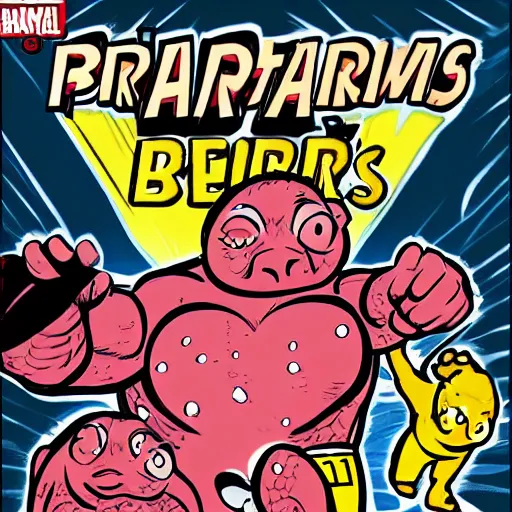 Prompt: comic book cover for the Central Pork Superheroes, pigs, berries, diamonds