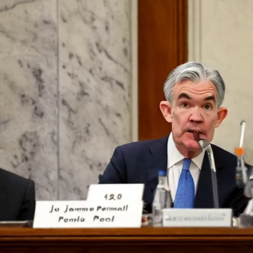 Image similar to jerome powell debating jerome powell in front of congress