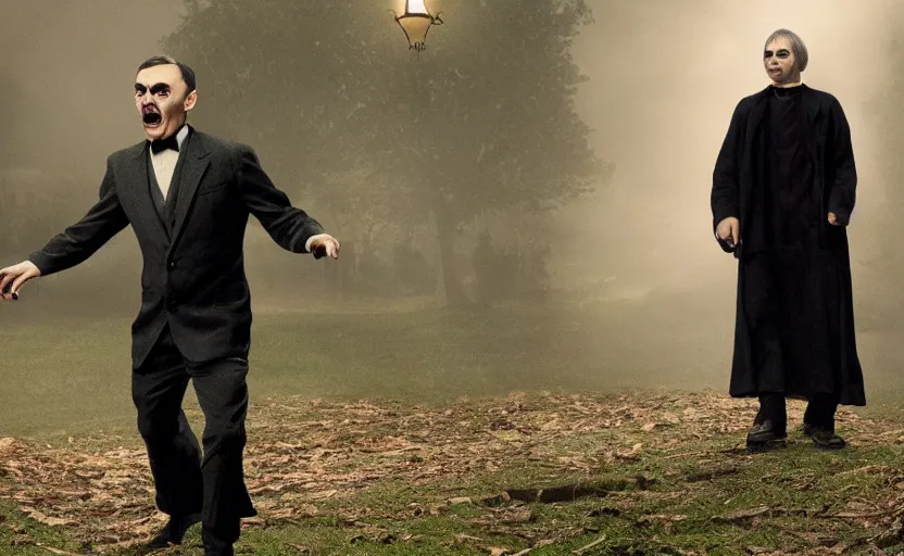 Image similar to the movie the exorcist but it's mister bean vfx film