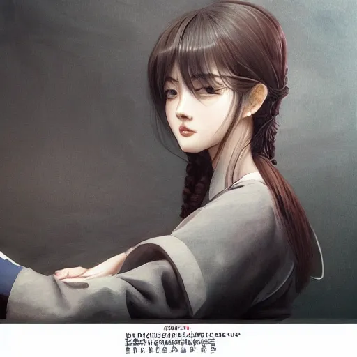 Image similar to dynamic composition, motion, ultra-detailed, incredibly detailed, a lot of details, amazing fine details and brush strokes, colorful and grayish palette, smooth, HD semirealistic anime CG concept art digital painting, watercolor oil painting of a young office lady, by a Chinese artist at ArtStation, by Huang Guangjian, Fenghua Zhong, Ruan Jia, Xin Jin and Wei Chang. Realistic artwork of a Chinese videogame, gradients, gentle an harmonic grayish colors.