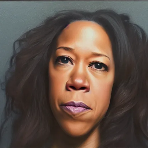 Prompt: chuck close portrait Regina king