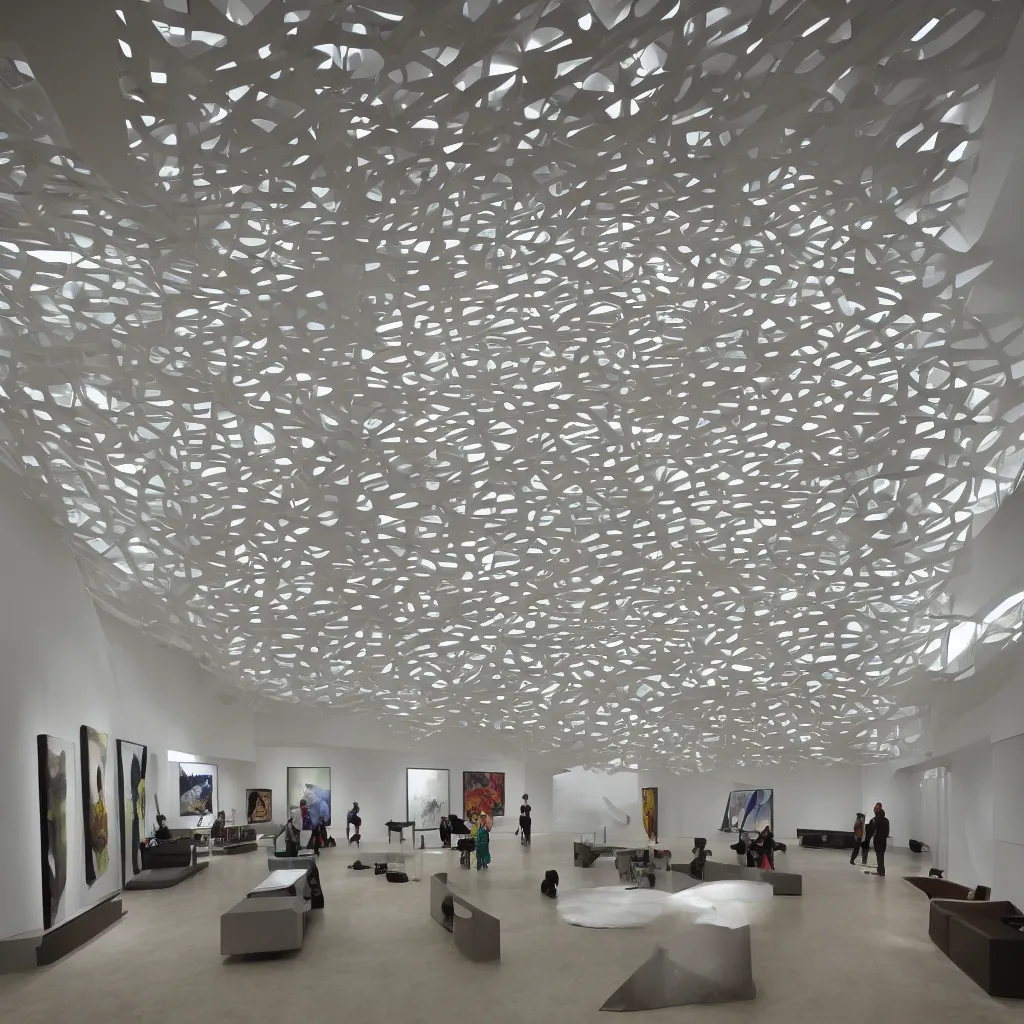 Image similar to modern art gallery room, award winning architecture,