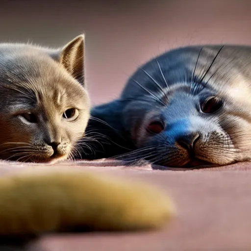 Prompt: seal with kitten