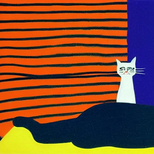 Image similar to sleeping cat by david hockney