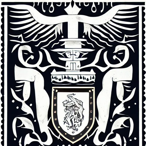 Image similar to coat of arms in the style of traditional scandinavian