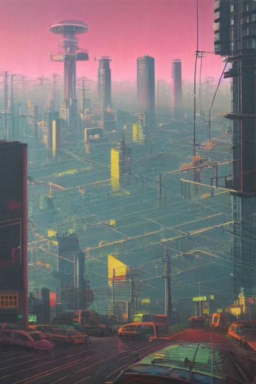 Prompt: downtown tokyo in a redwood solar punk vision, oil on canvas by klaus burgle, simon stalenhag, ultra - realistic 3 d depth shading