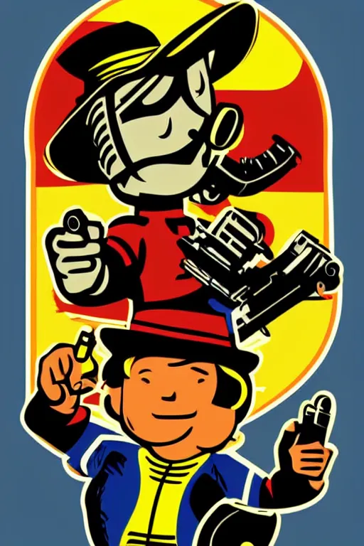 Image similar to fallout 7 6 retro futurist illustration art by butcher billy, sticker, colorful, illustration, highly detailed, simple, smooth and clean vector curves, no jagged lines, vector art, smooth andy warhol style