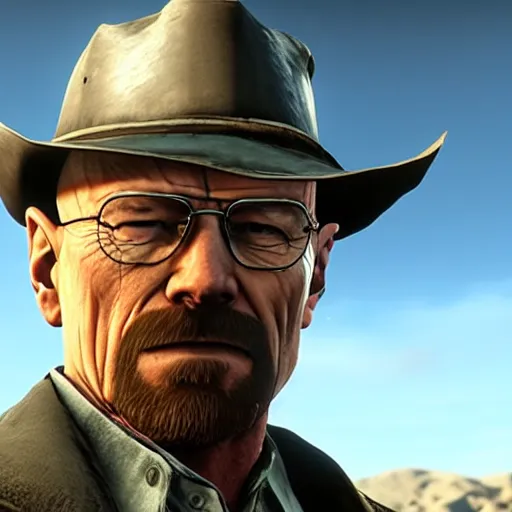 Image similar to Film still of Walter White, from Red Dead Redemption 2 (2018 video game)